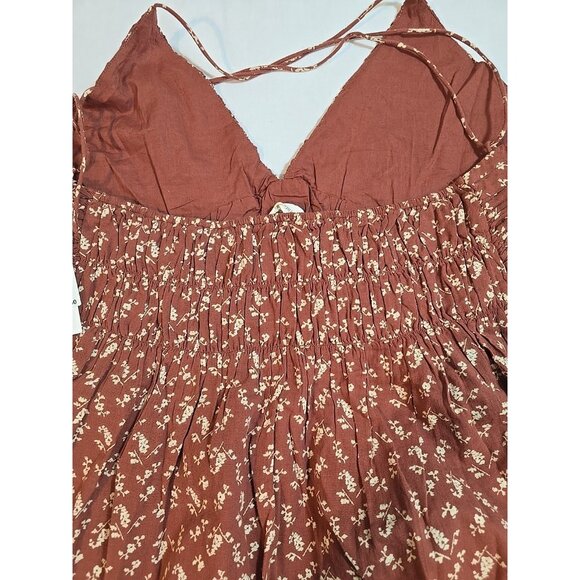 Treasure & Bond Brown Mahogany Little Paris cotton halter maxi dress size XL New - Picture 16 of 16